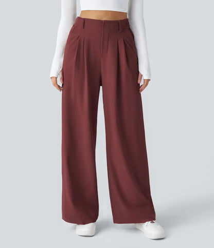 High-waisted wide-leg loose trousers