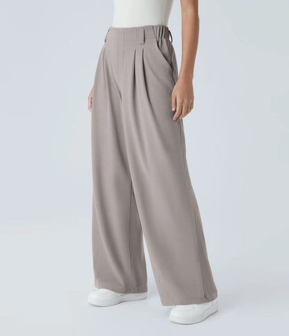 High-waisted wide-leg loose trousers