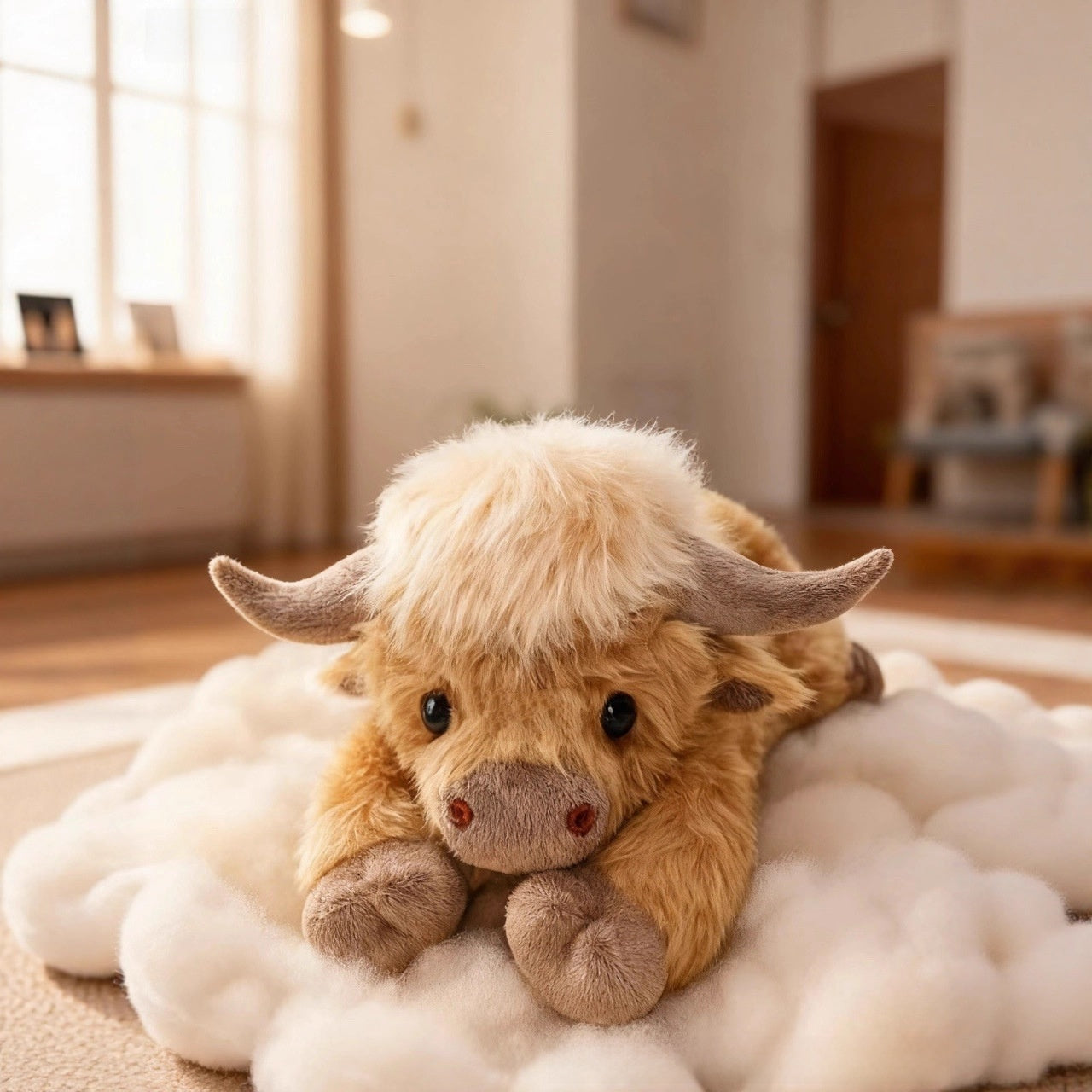 Highland cow figurine with long hair