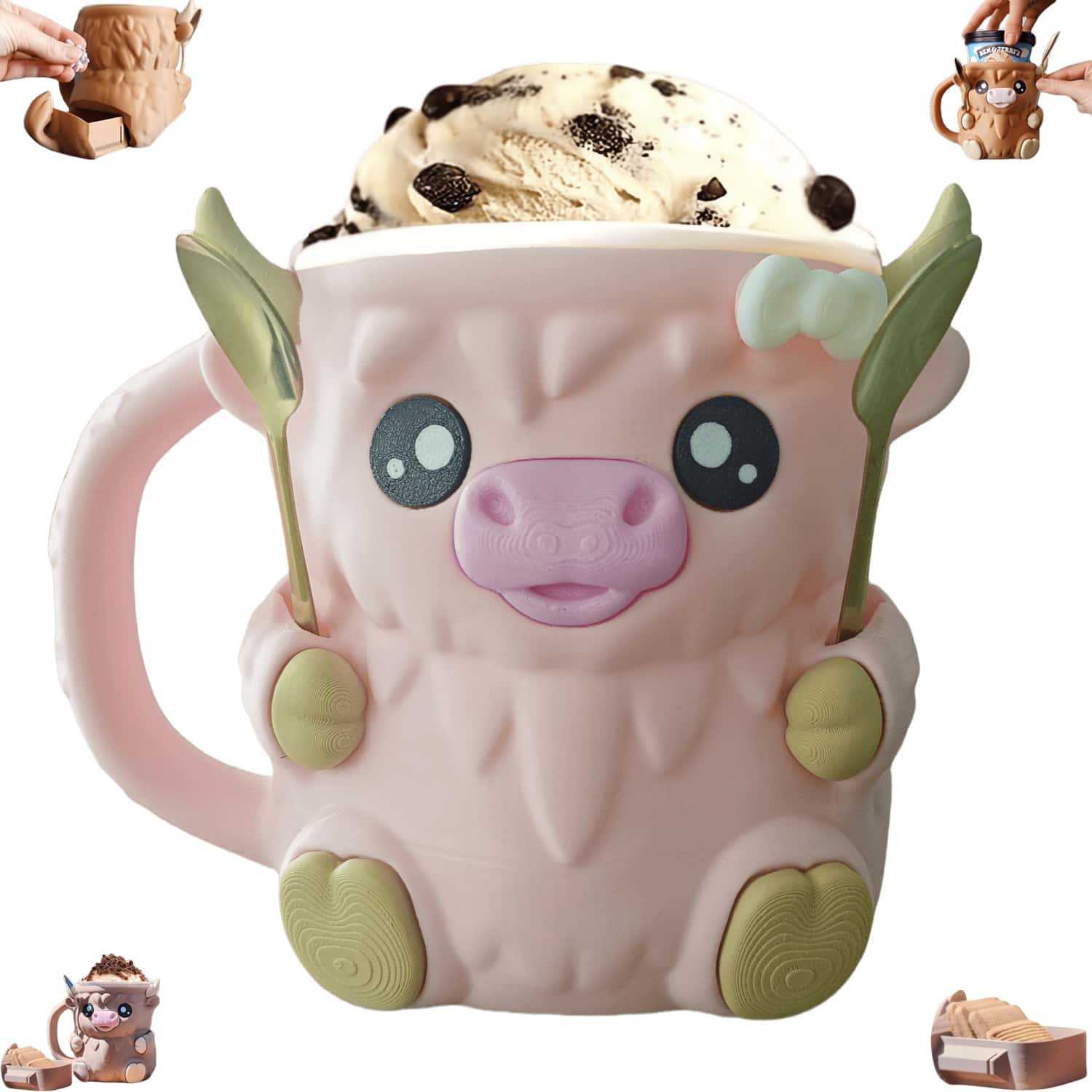 Highland Cow Ice Cream Pint Holder Decorative Pint Stand