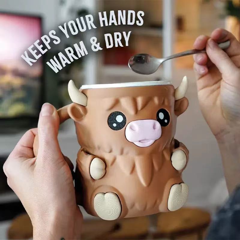 Highland Cow Ice Cream Pint Rack Cute Kitchen Organizer