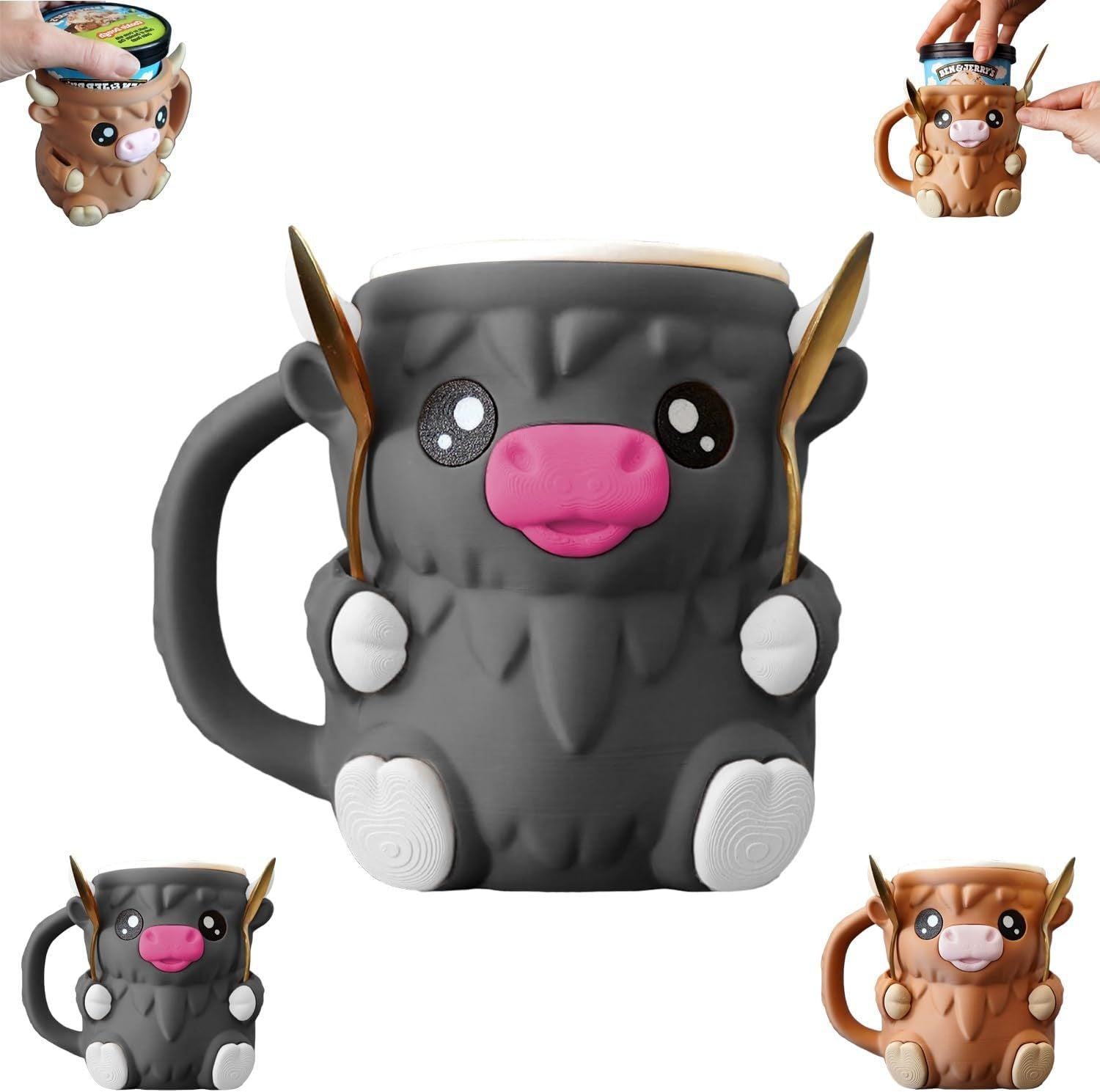 Highland Cow Ice Pint Holder Ice Cream Cup Holder