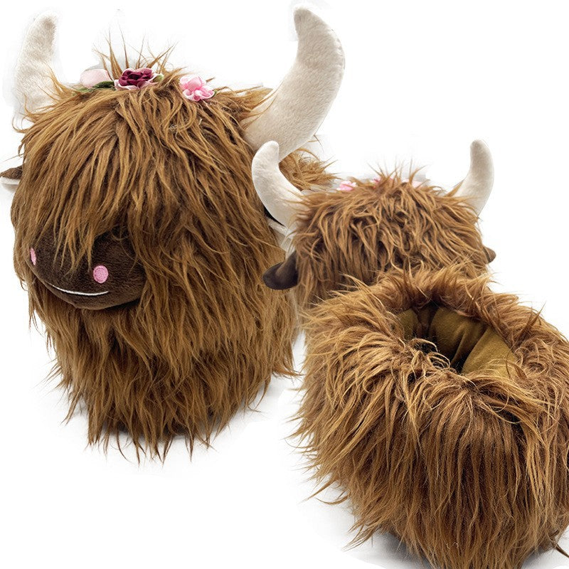 Highland Cow Plush Slippers