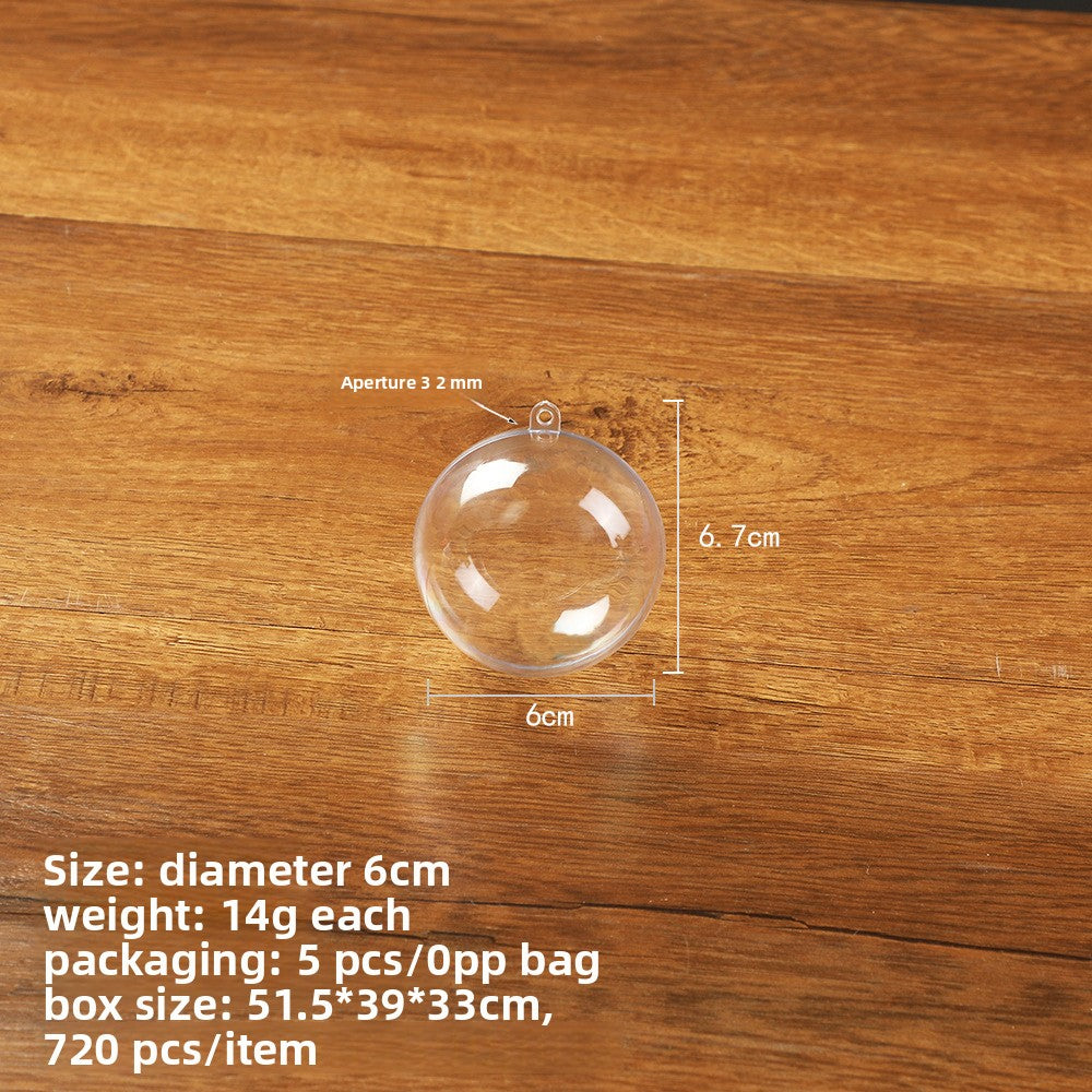 Highly Transparent Round Ball Hollow Ball Christmas Ball Acrylic Decorative Ball Ornaments Toys Transparent Packaging Ball
