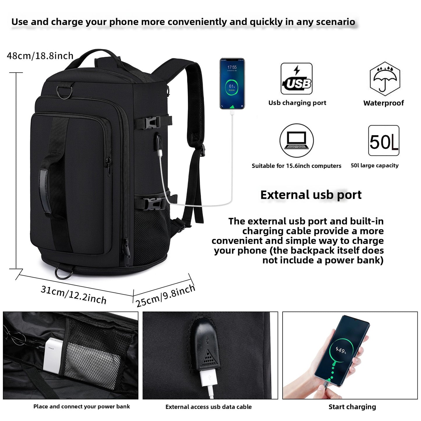 Hiking, travel, and fitness backpack