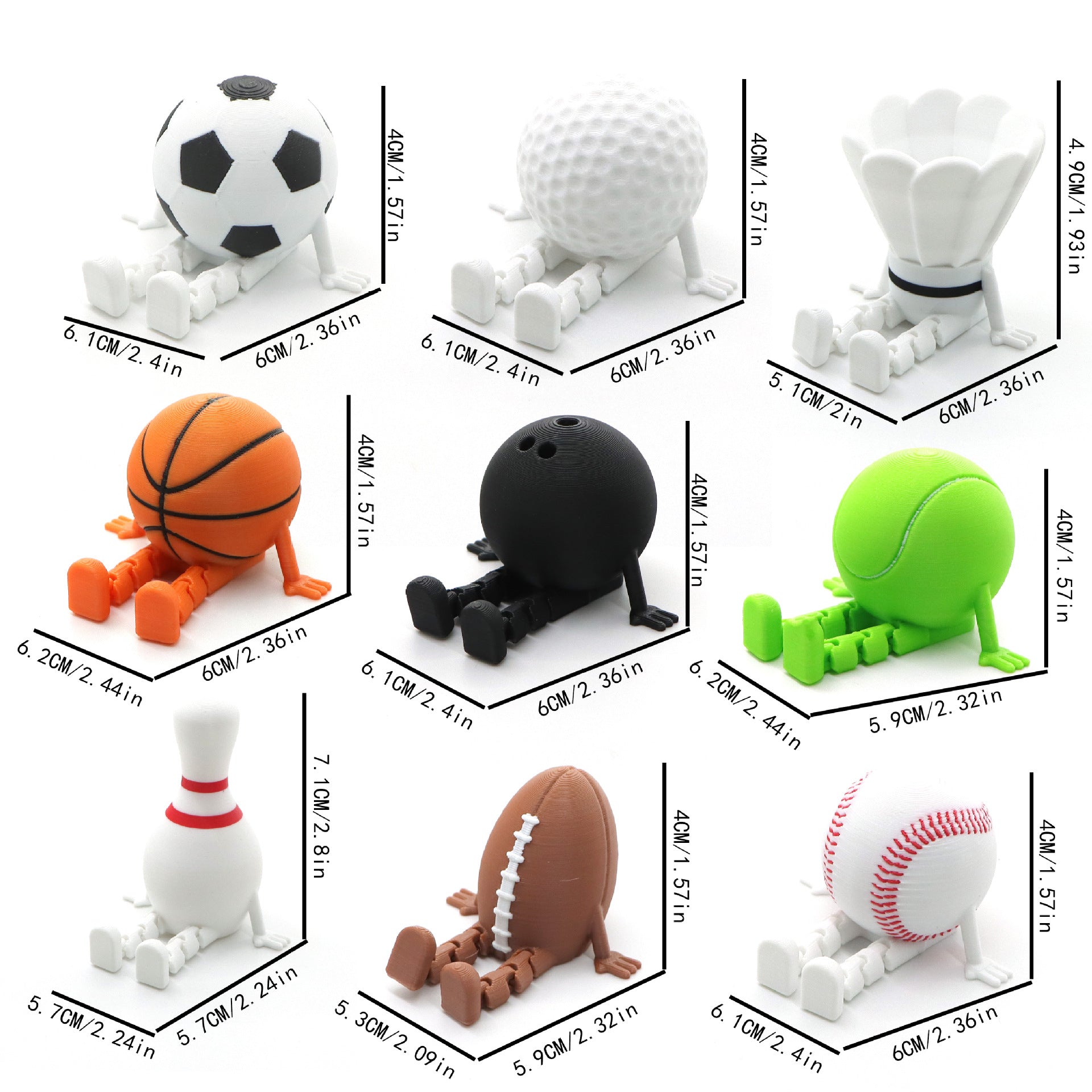Hinged Sports Ball Desk Buddy Decorative Figurine