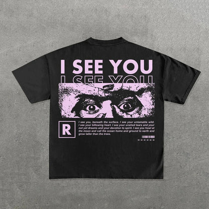 Hip Hop Cartoon Print Cotton T-Shirt