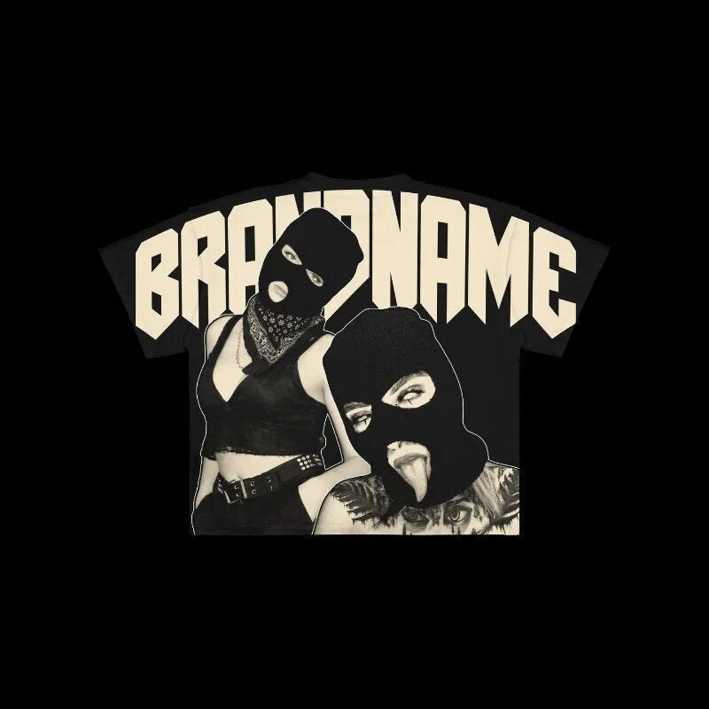 Hip Hop Cartoon Print Cotton T-Shirt