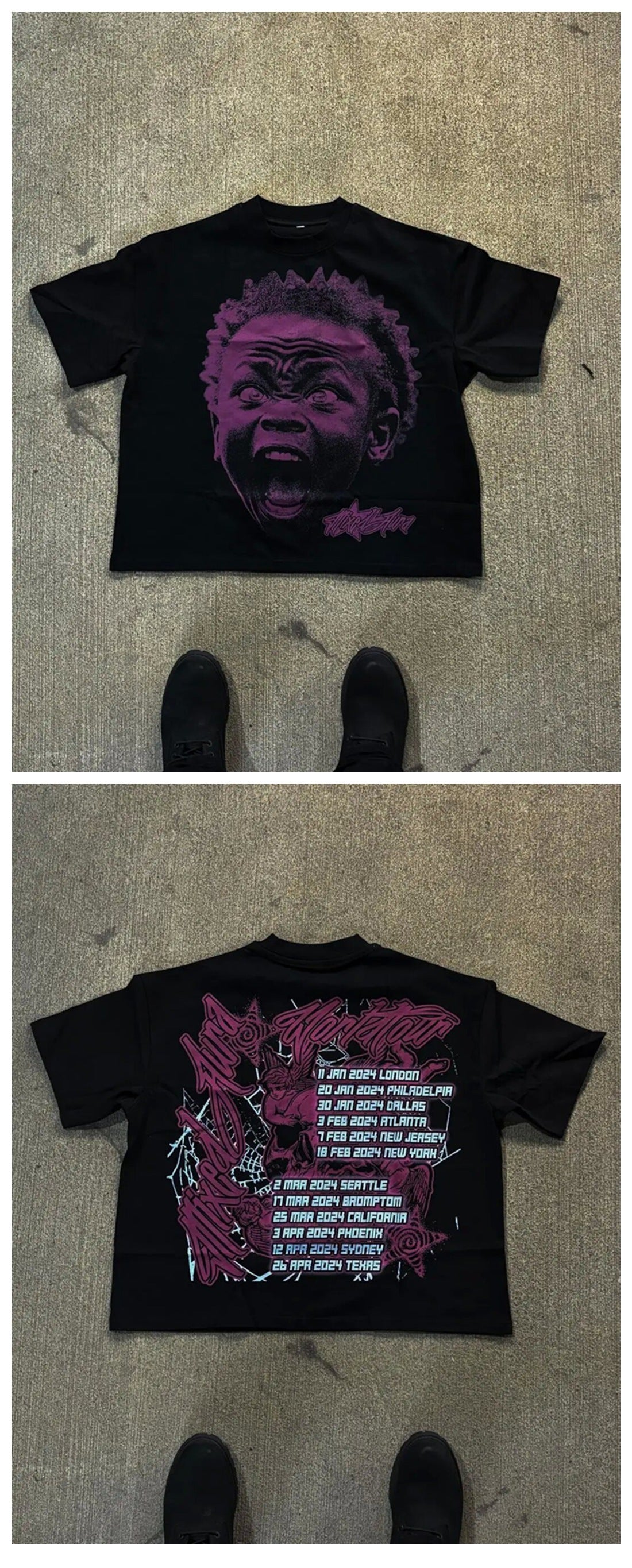 Hip Hop Cartoon Print Cotton T-Shirt