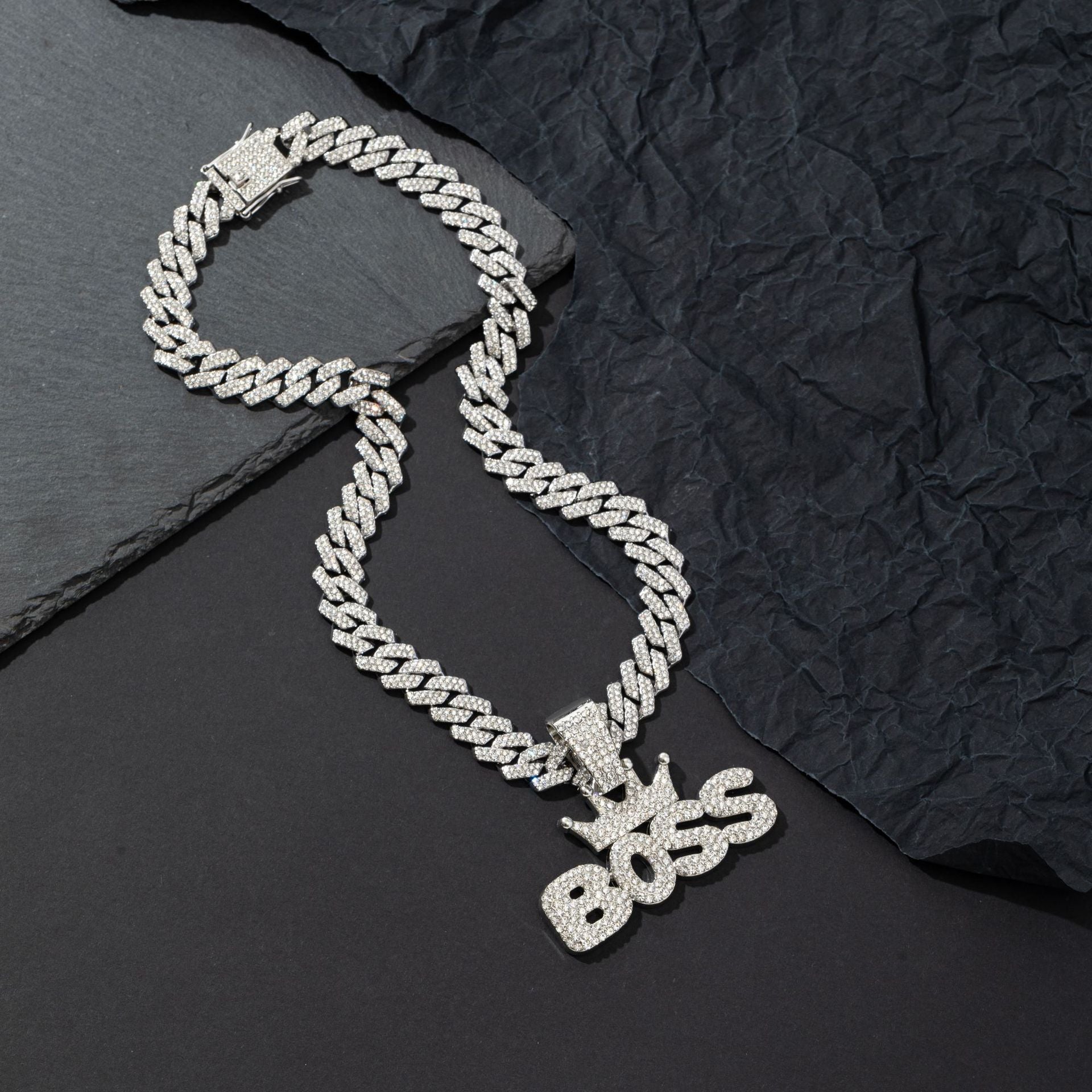 Hip-hop Crown Letter BOSS Pendant Necklace
