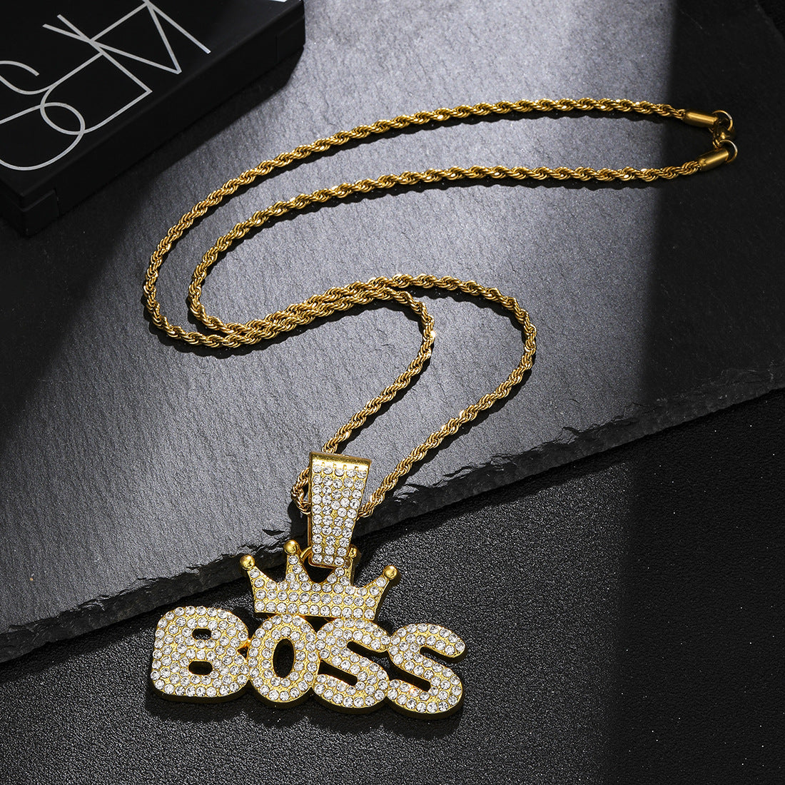 Hip-hop Crown Letter BOSS Pendant Necklace