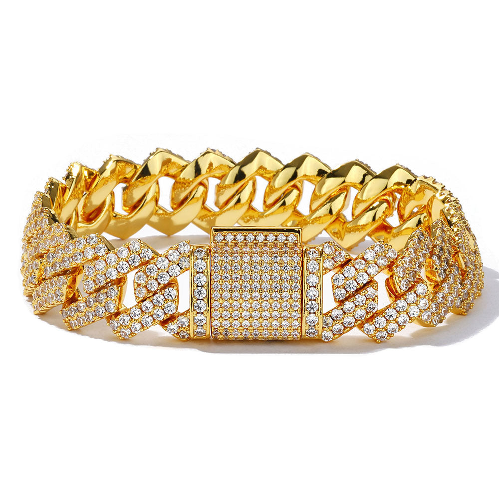 Hip-hop Diamond Cuban Chain Zircon Bracelet for Men
