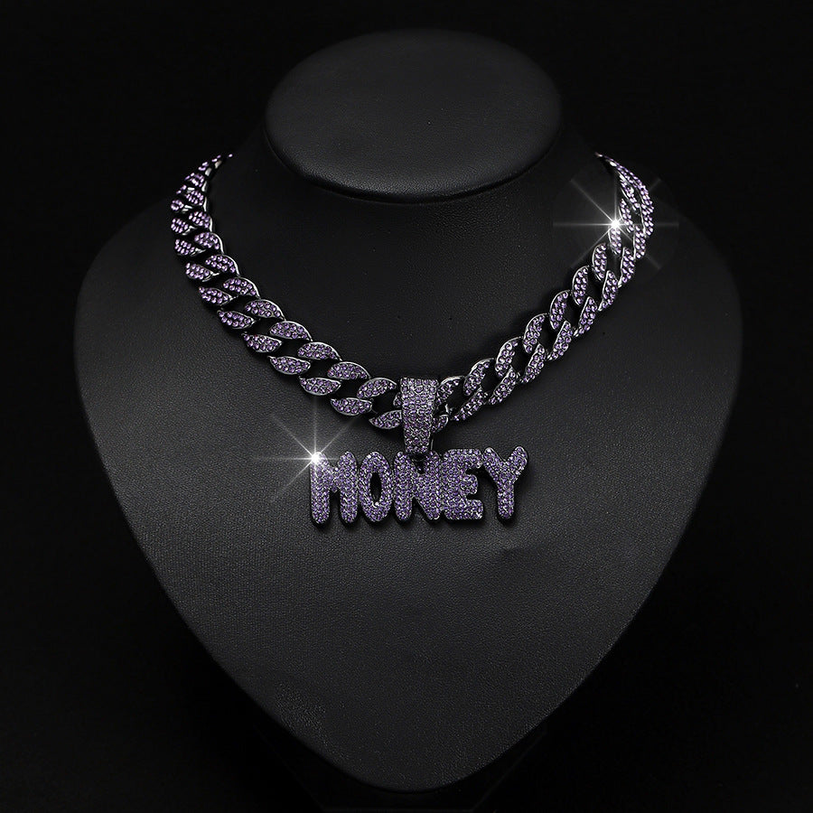 Hip Hop Diamond Letter Money Pendant Necklace