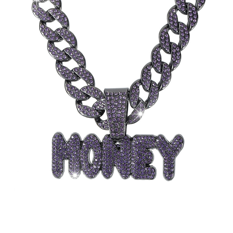 Hip Hop Diamond Letter Money Pendant Necklace