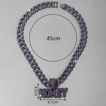 Hip Hop Diamond Letter Money Pendant Necklace