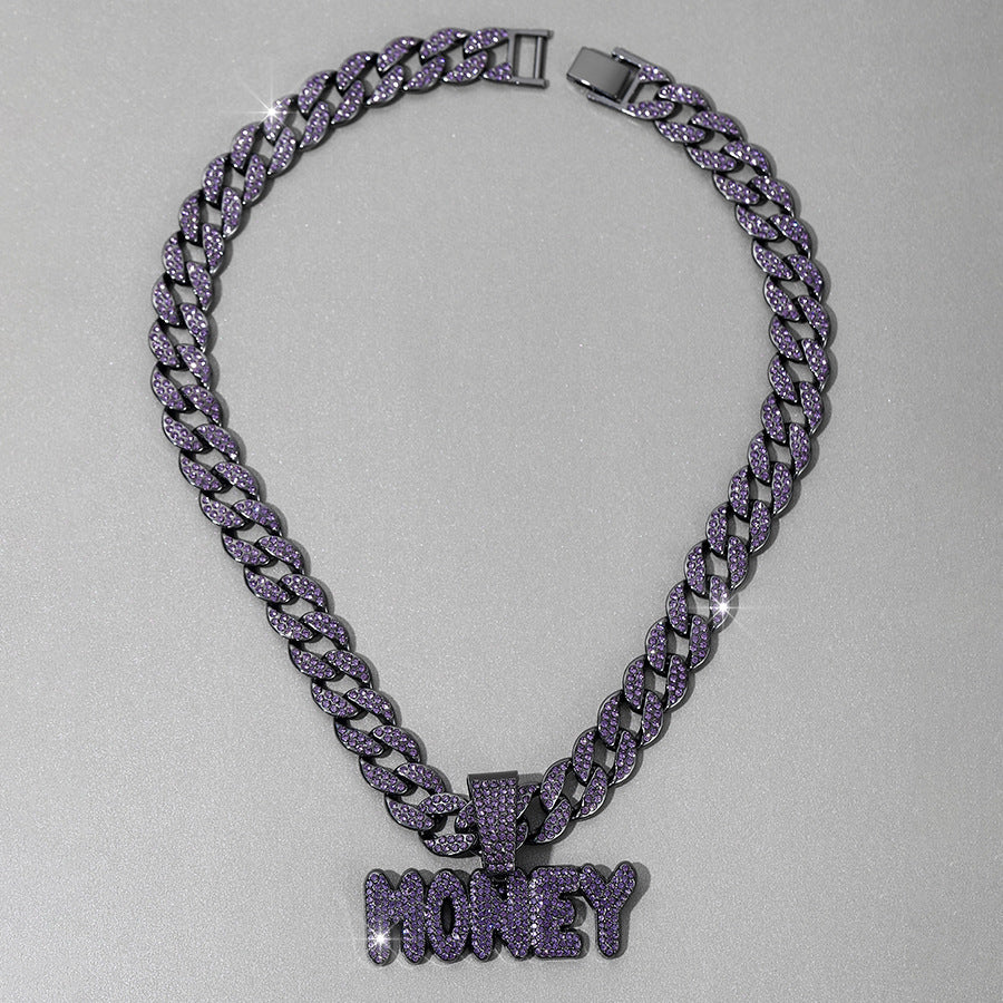 Hip Hop Diamond Letter Money Pendant Necklace