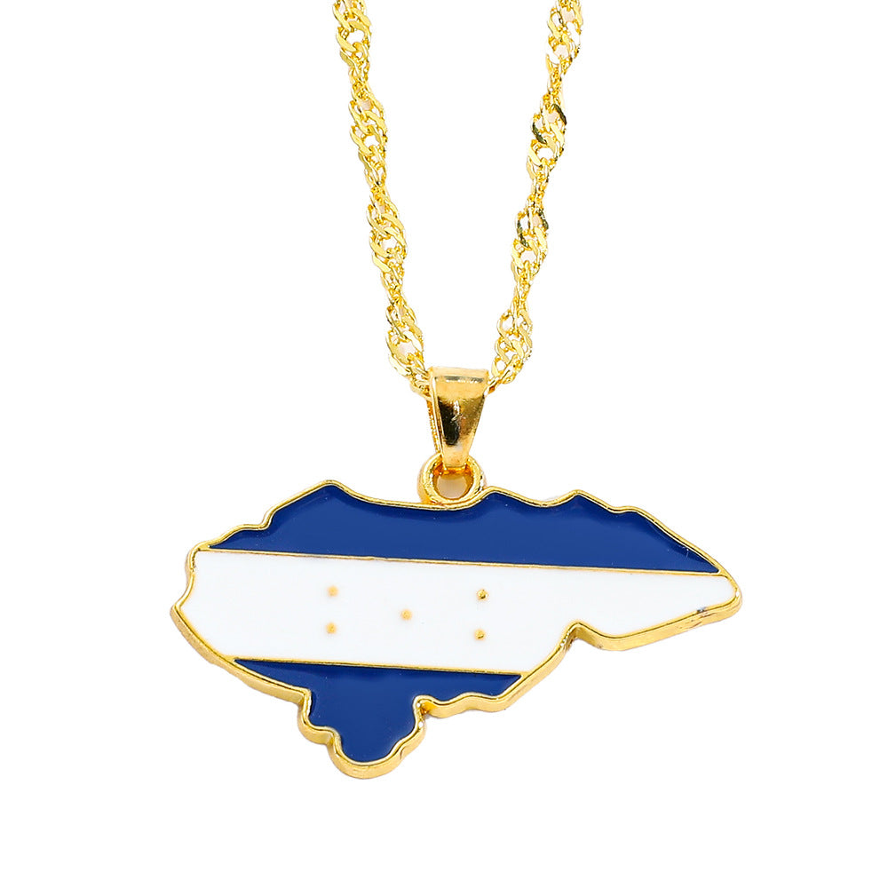 Hip Hop Flag Map Pendant Necklace