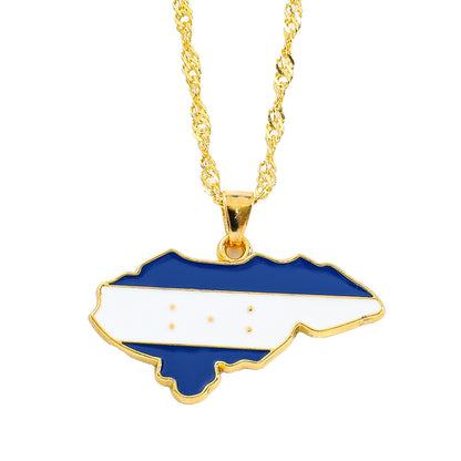 Hip Hop Flag Map Pendant Necklace