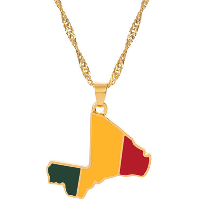 Hip Hop Flag Map Pendant Necklace