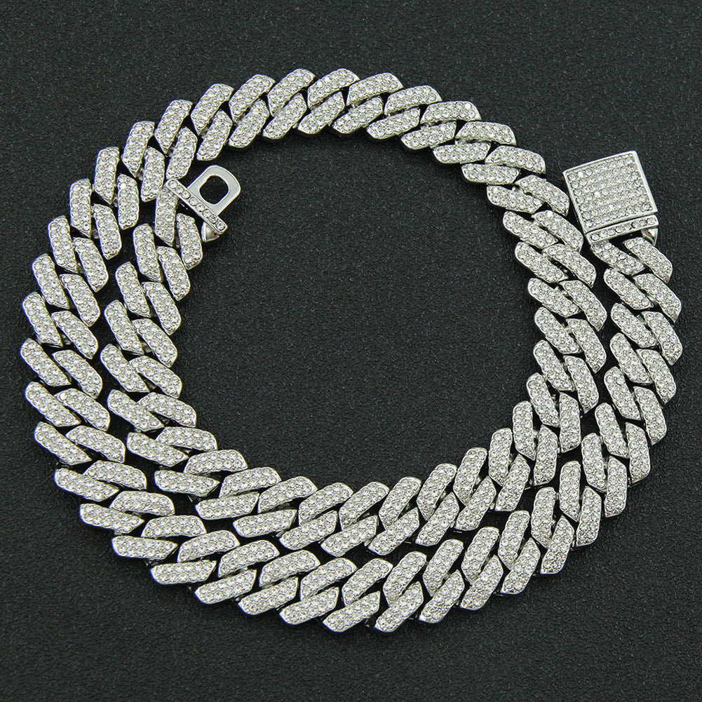 hip-hop full-Diamond encryption Diamond Cuban chain men's necklace hipster exaggerated domineering clavicle chain neck chain accessories
