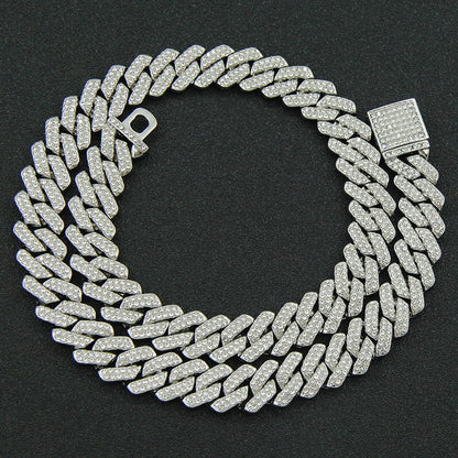 hip-hop full-Diamond encryption Diamond Cuban chain men's necklace hipster exaggerated domineering clavicle chain neck chain accessories