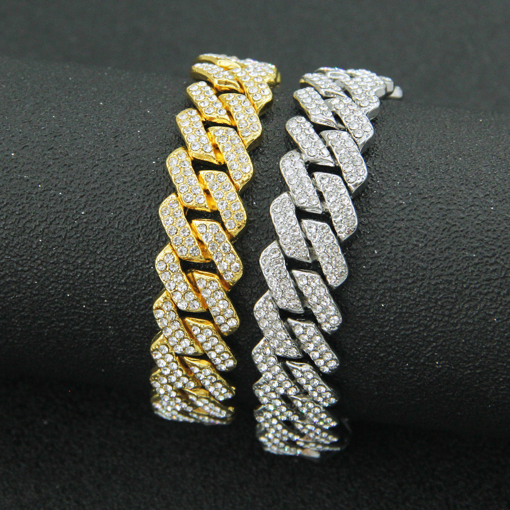 hip-hop full-Diamond encryption Diamond Cuban chain men's necklace hipster exaggerated domineering clavicle chain neck chain accessories