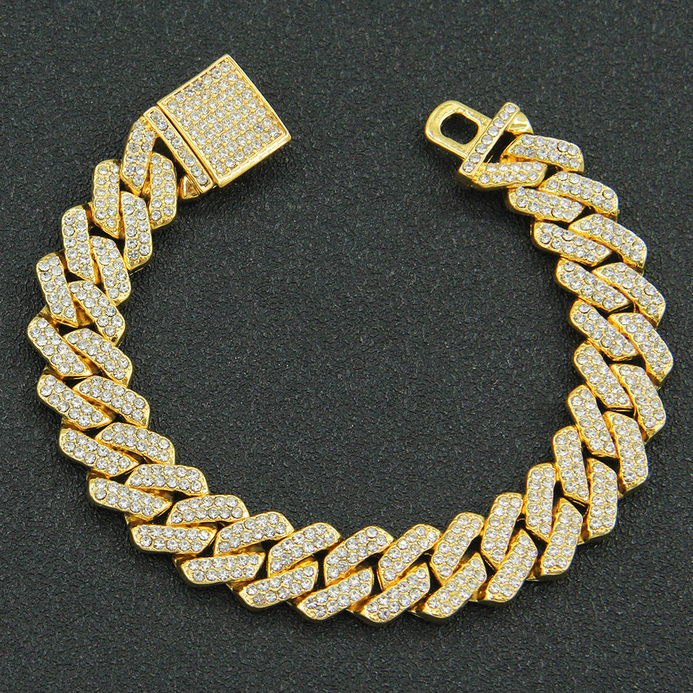 hip-hop full-Diamond encryption Diamond Cuban chain men's necklace hipster exaggerated domineering clavicle chain neck chain accessories