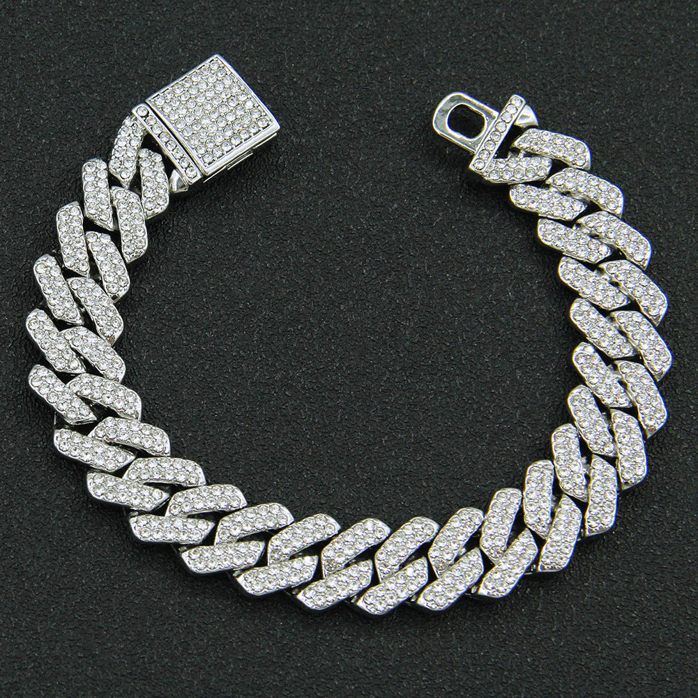 hip-hop full-Diamond encryption Diamond Cuban chain men's necklace hipster exaggerated domineering clavicle chain neck chain accessories
