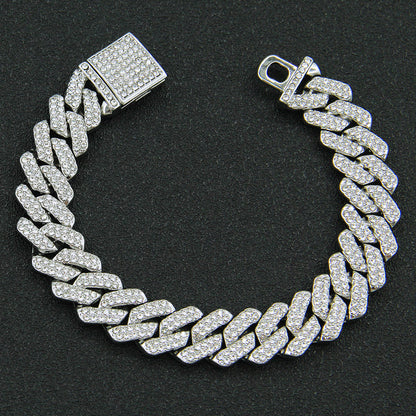 hip-hop full-Diamond encryption Diamond Cuban chain men's necklace hipster exaggerated domineering clavicle chain neck chain accessories
