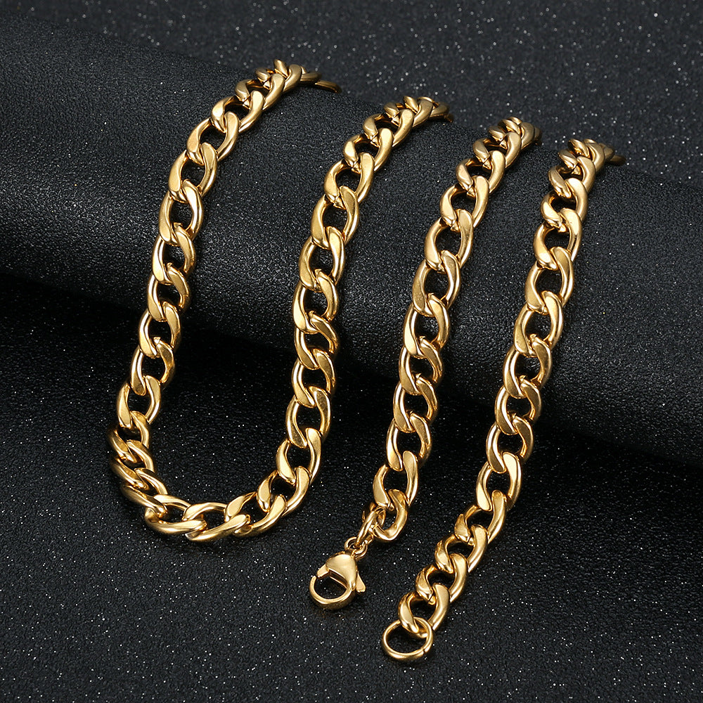 Hip Hop Gold Plated Titanium Steel Cuban Chain Necklace