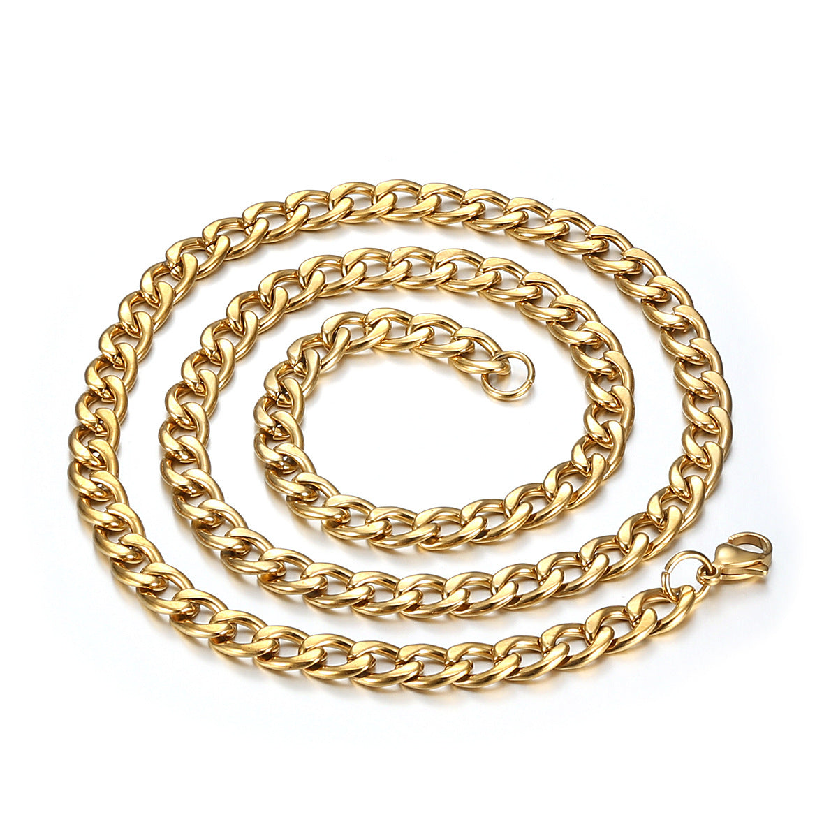 Hip Hop Gold Plated Titanium Steel Cuban Chain Necklace
