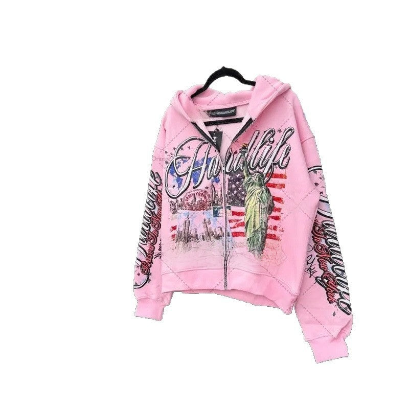Hip-hop hooded cardigan