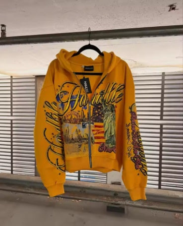 Hip-hop hooded cardigan