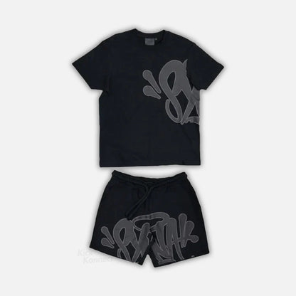 Hip-hop Letter Print Casual T-shirt and Shorts Set