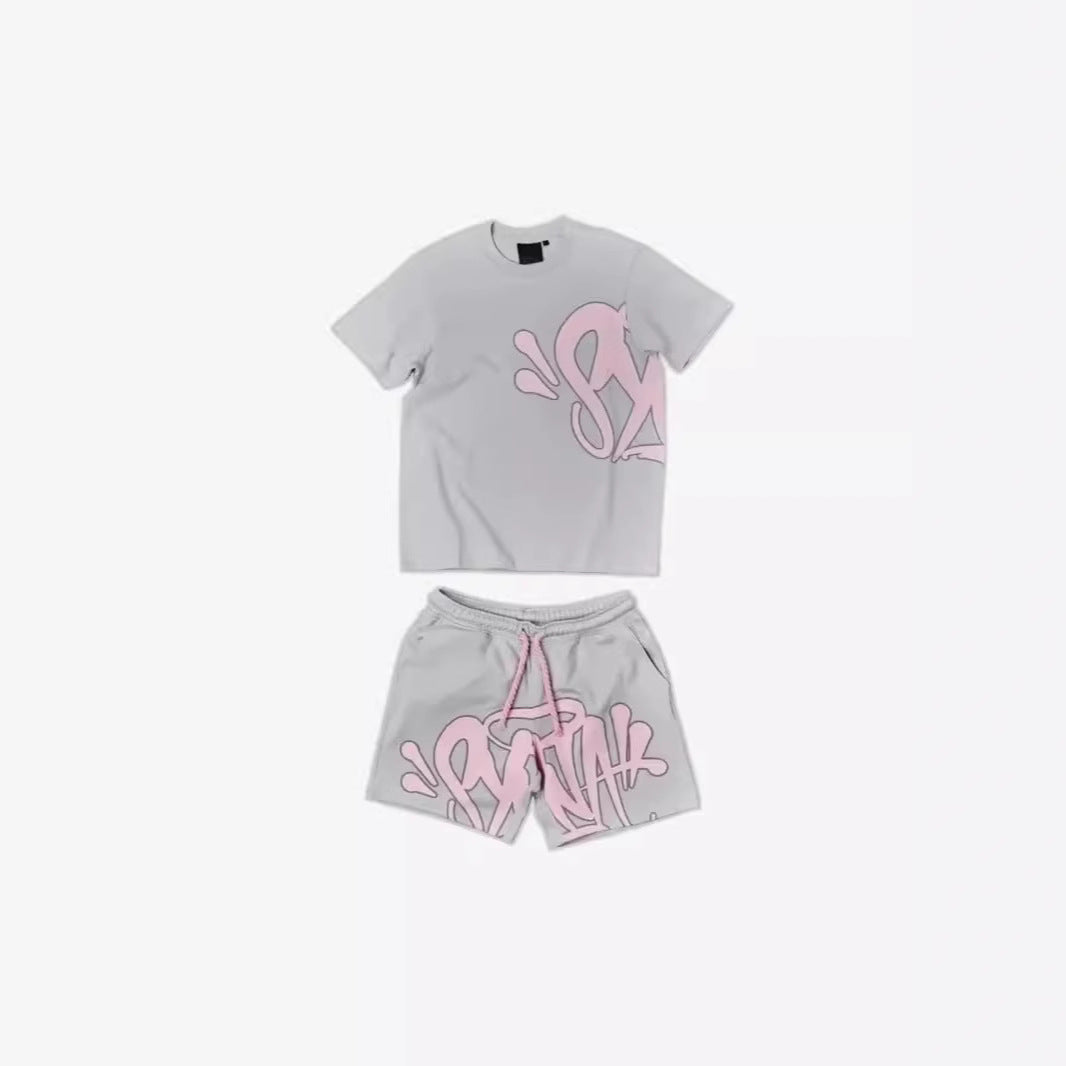 Hip-hop Letter Print Casual T-shirt and Shorts Set