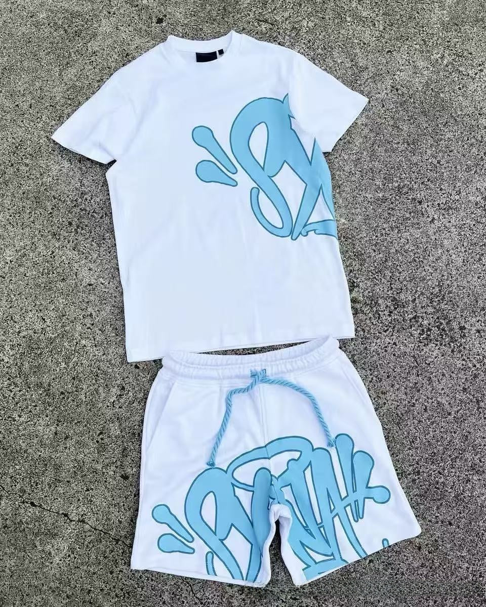 Hip-hop Letter Print Casual T-shirt and Shorts Set