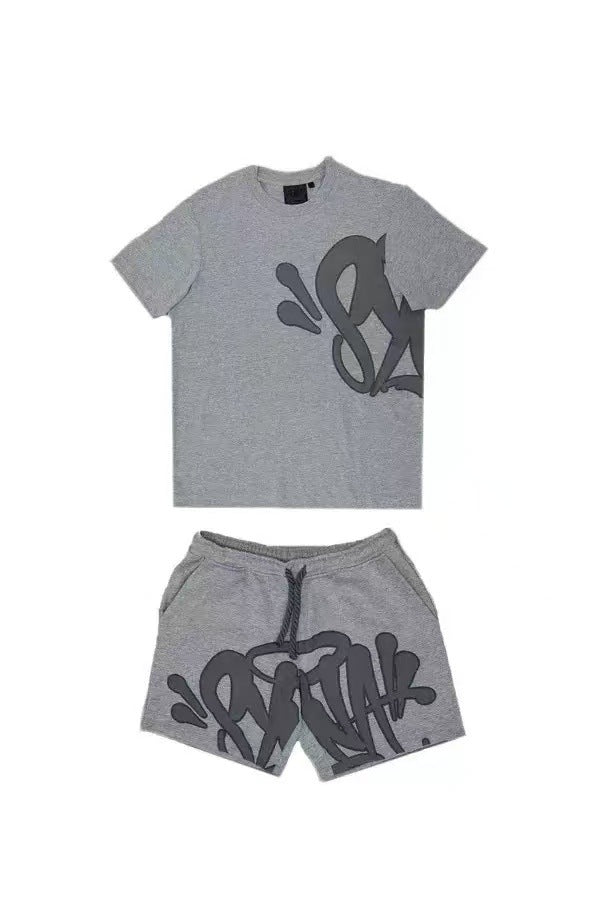 Hip-hop Letter Print Casual T-shirt and Shorts Set