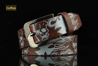 Hip-hop skull head pin buckle belt
