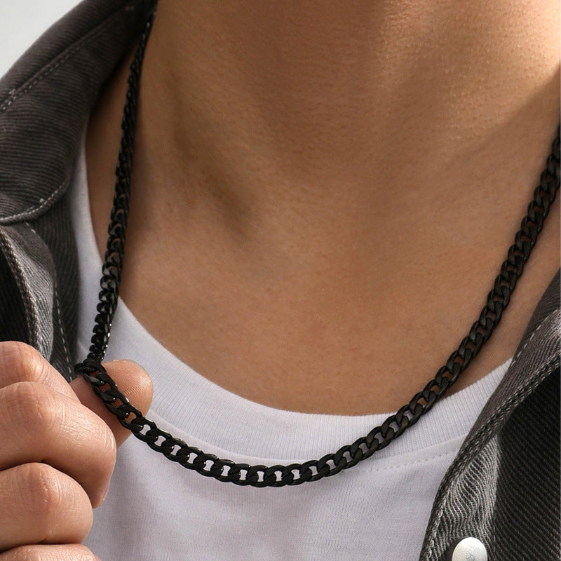 Hip Hop Stainless Steel Black Chain Men's Necklace