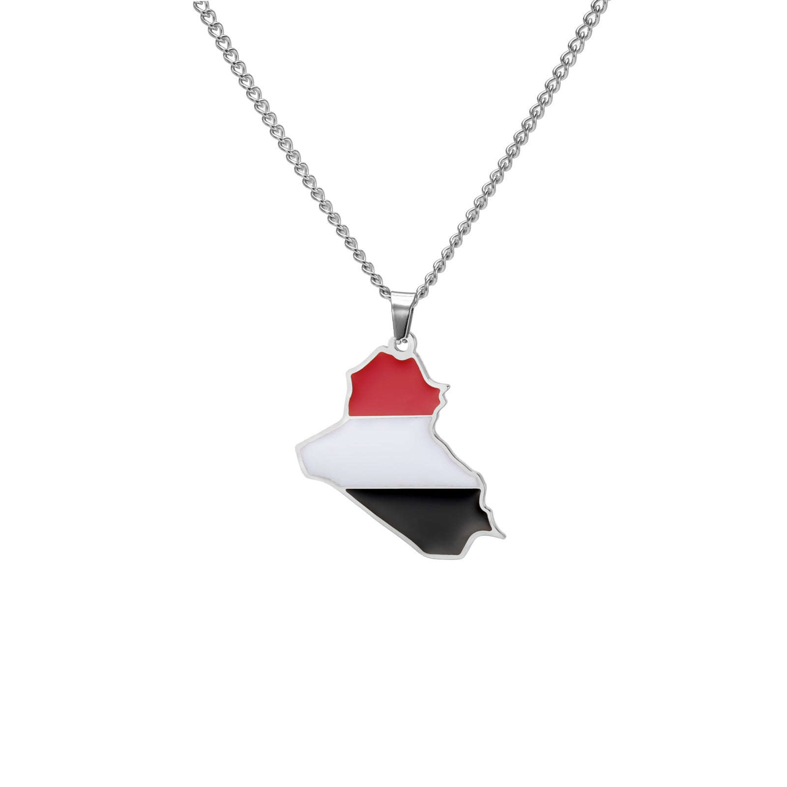Hip-Hop Stainless Steel Map Pendant Necklace