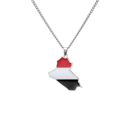 Hip-Hop Stainless Steel Map Pendant Necklace