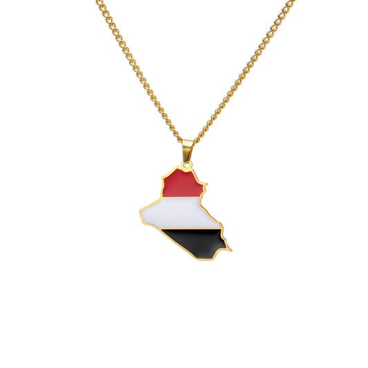 Hip-Hop Stainless Steel Map Pendant Necklace