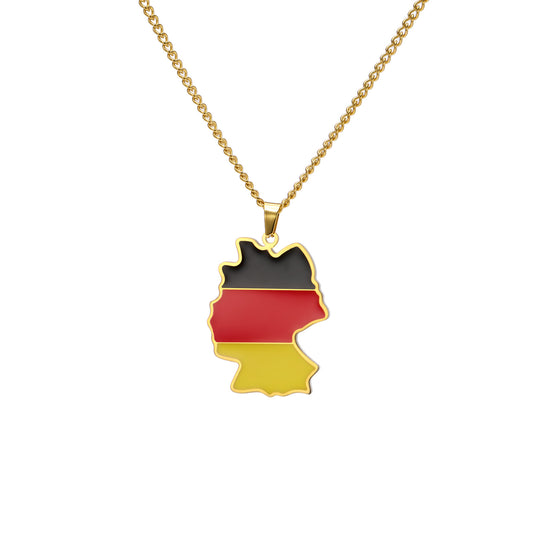 Hip-Hop Stainless Steel Map Pendant Necklace
