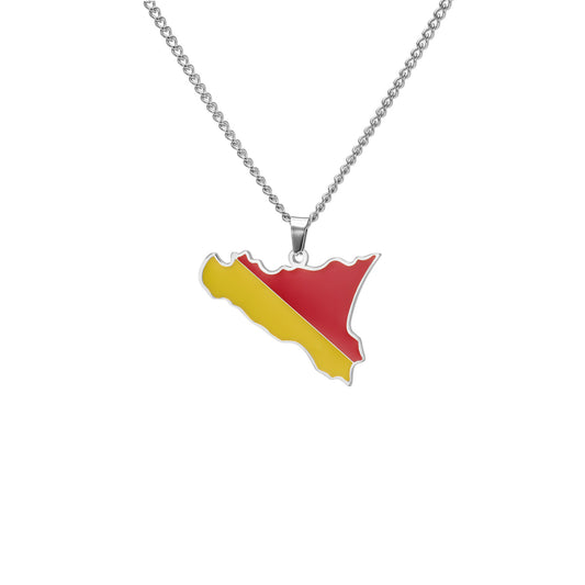 Hip-Hop Stainless Steel Map Pendant Necklace
