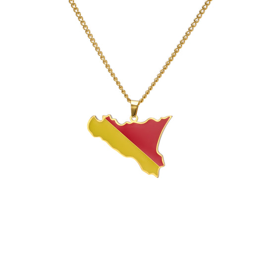 Hip-Hop Stainless Steel Map Pendant Necklace