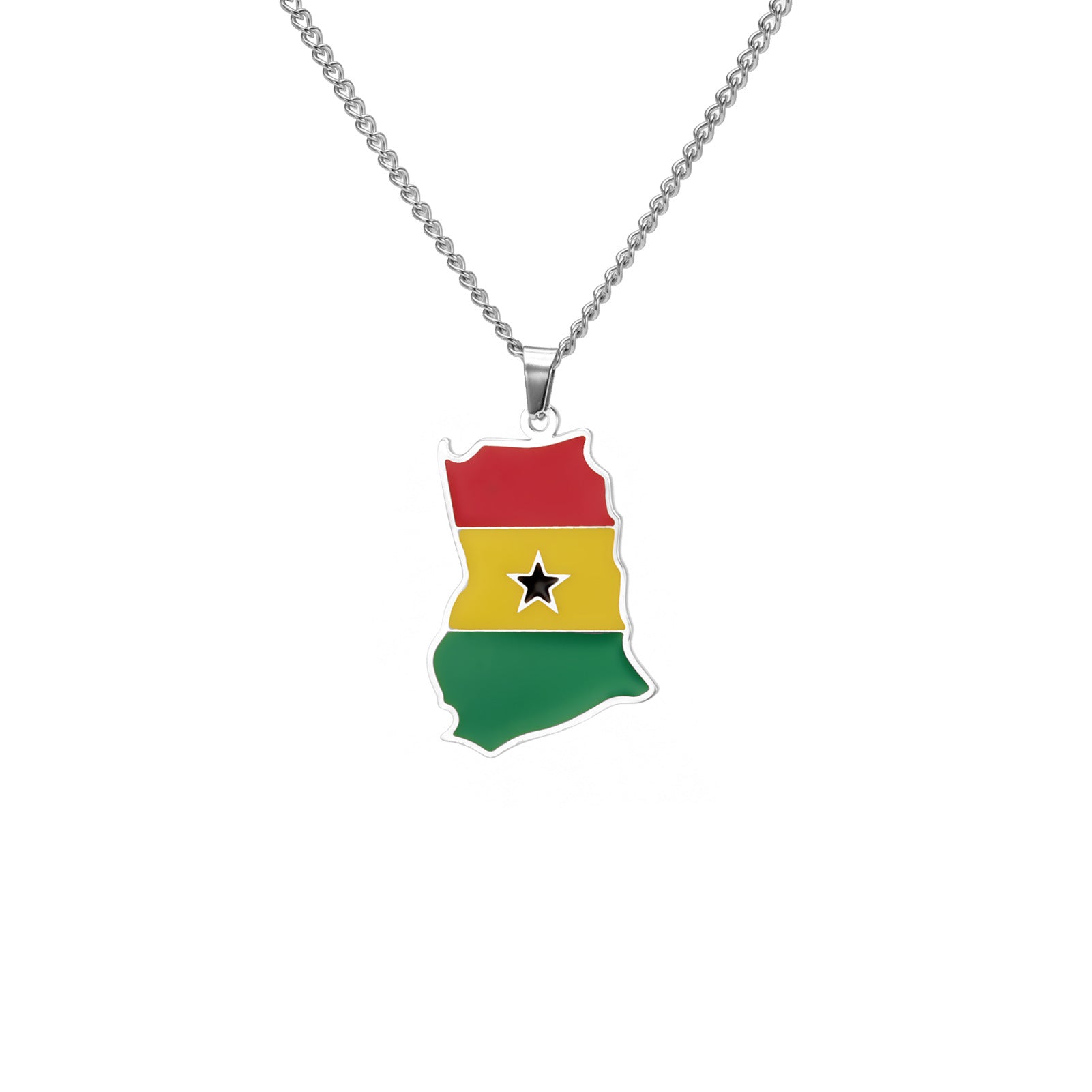 Hip-Hop Stainless Steel Map Pendant Necklace