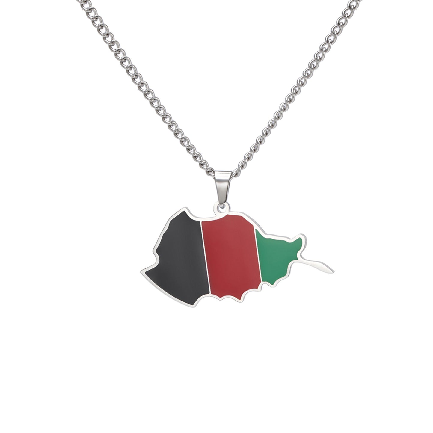 Hip-Hop Stainless Steel Map Pendant Necklace