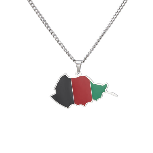 Hip-Hop Stainless Steel Map Pendant Necklace