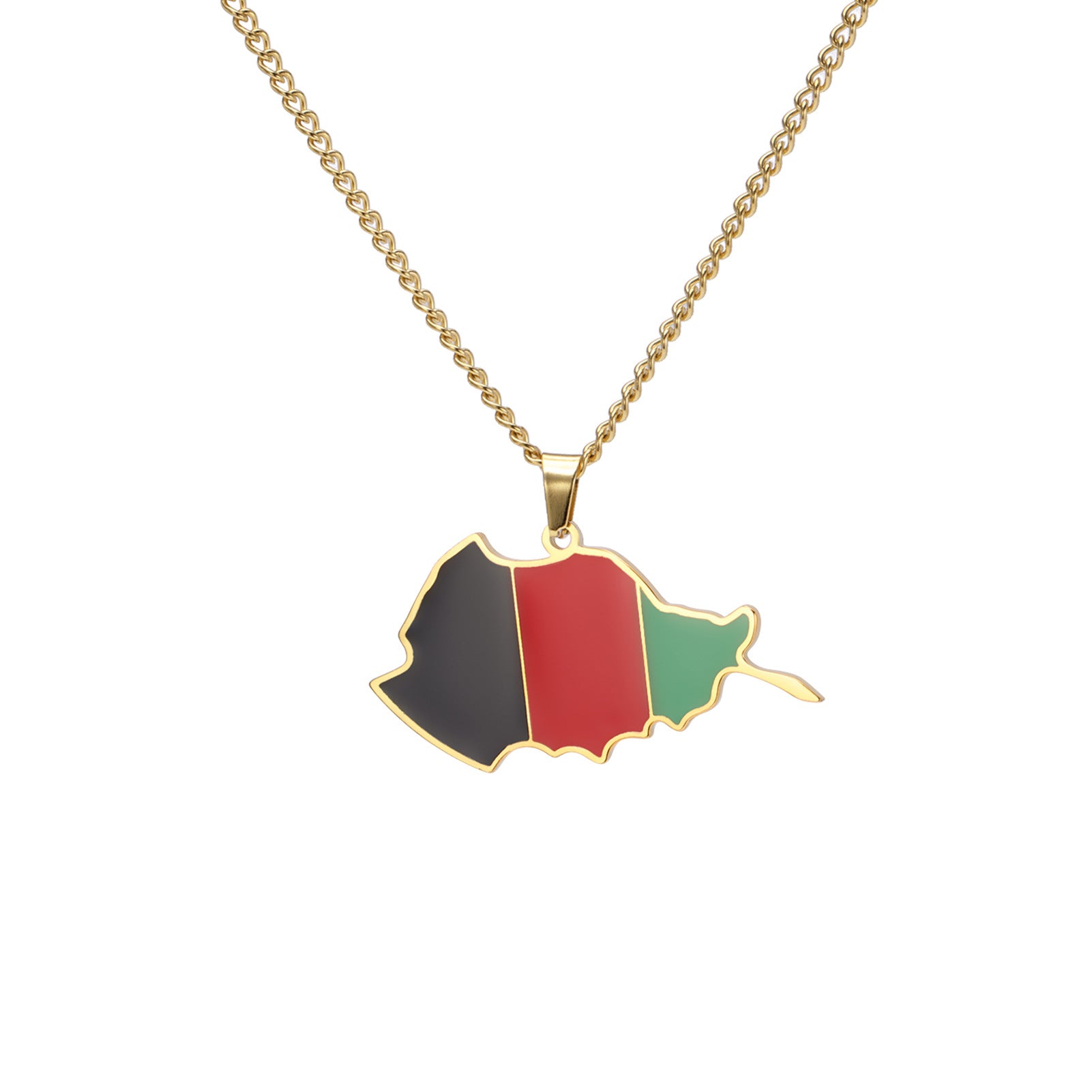 Hip-Hop Stainless Steel Map Pendant Necklace