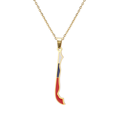 Hip-Hop Stainless Steel Map Pendant Necklace